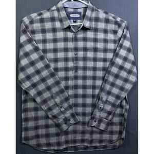 32 Bar Blues Shirt Mens XL XLarge Outdoor Casual Pocket Button Plaid Long Sleeve